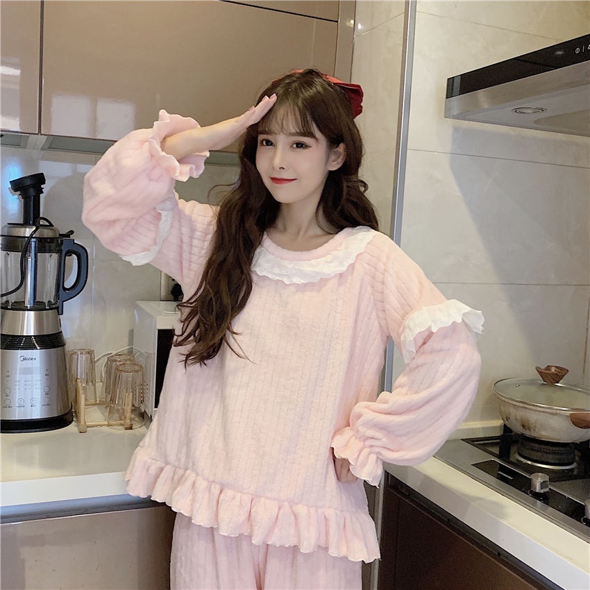 Bộ Đồ Ngủ Vải Lông Cừu San Hô Kiểu Công Chúa Dễ Thương Cho Nữ Sinh | BigBuy360 - bigbuy360.vn