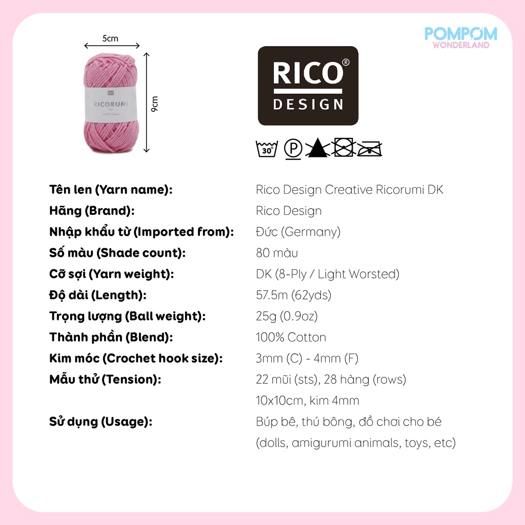 Len sợi Cotton Creative Ricorumi DK 25gr