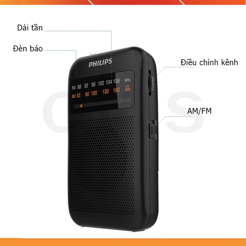 Philips TAR1368 - Đài Radio AM/FM Cổ Điển Bỏ Túi Dành Cho Người Già