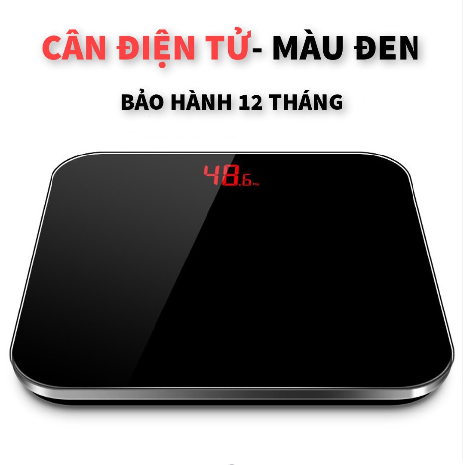 Cân điện tử sức khỏe sạc USB Màn Hình LCD Mặt Kính Chịu Lực Tải Trọng 180kg (Tặng kèm 01 thước dây) THEO DÕI CHUẨN XÁC