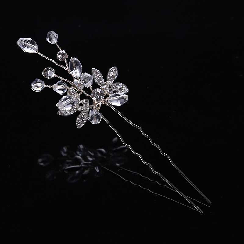 Kẹp tóc hình lá đính đá lấp lánh cho phái nữ