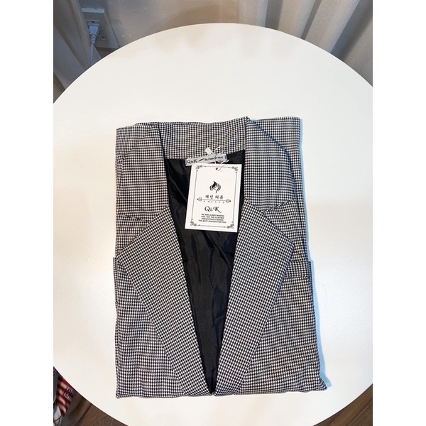 Áo Blazer Dài Tay Nữ Hoạ Tiết Kẻ Ziczac Phong Cách Hàn Quốc, Áo Vest Dài Tay