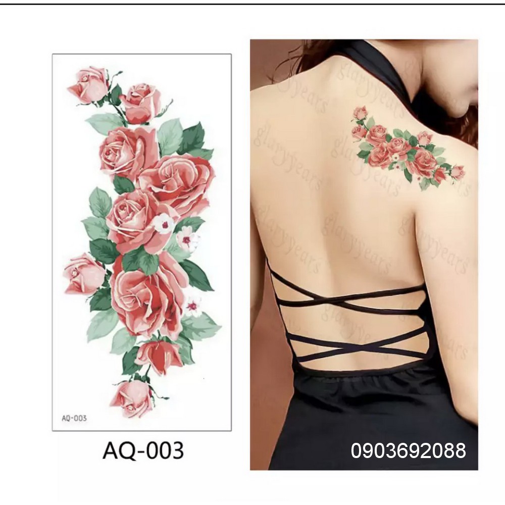 [HCM] Hình xăm dán - tattoo sticker hình hoa đẹp 21 x 10cm