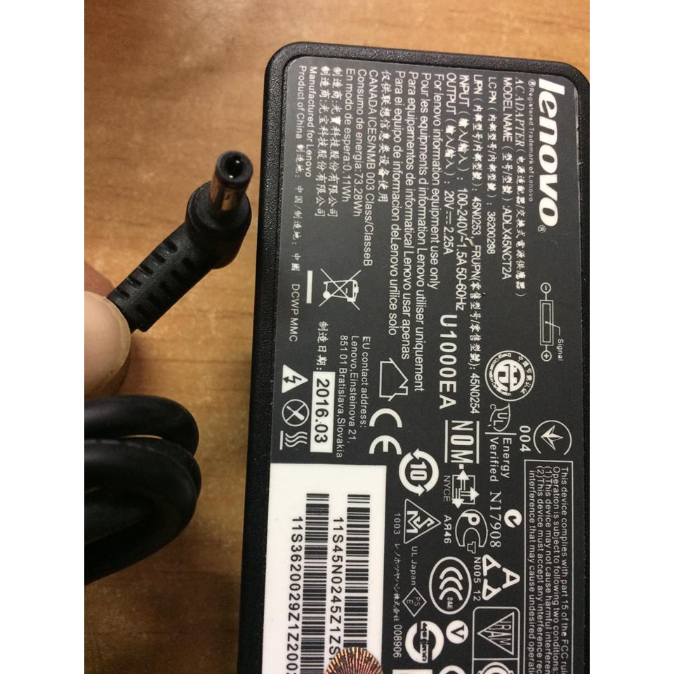 Sạc Laptop LENOVO 20v 2.25a Chân Nhỏ - Sạc LENOVO 20v Zin