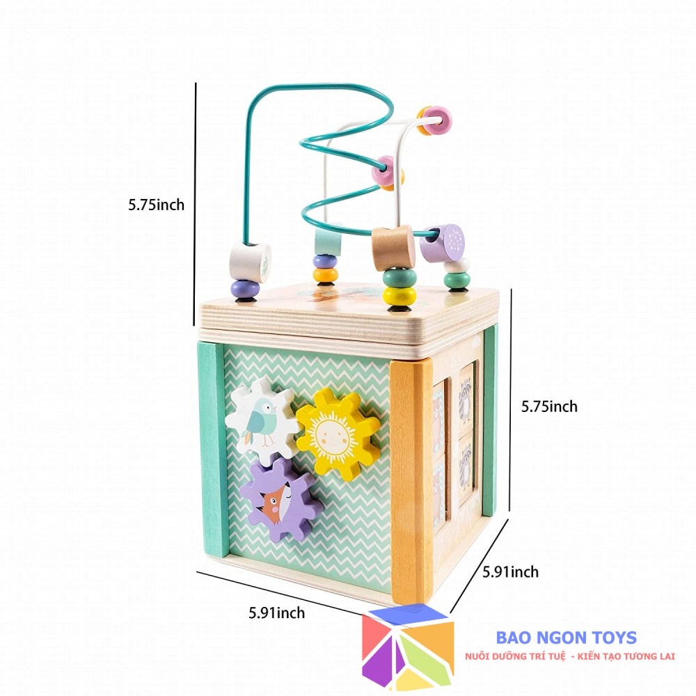 KHỐI HOẠT ĐỘNG THẢ HÌNH 5 IN 1 GIÚP BÉ HỌC MÀU SẮC, HÌNH DẠNG VÀ PHÁT TRIỂN VẬN ĐỘNG TINH - BAO NGON TOYS - DG113