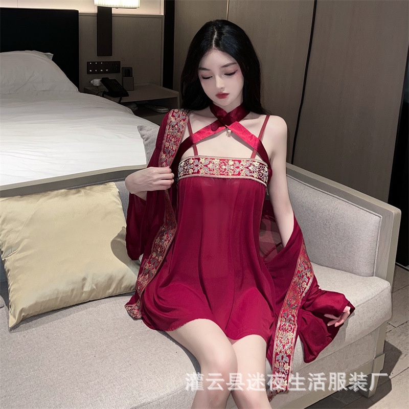 Váy ngủ + Áo choàng + chip ren trung hoa siêu sexy B236