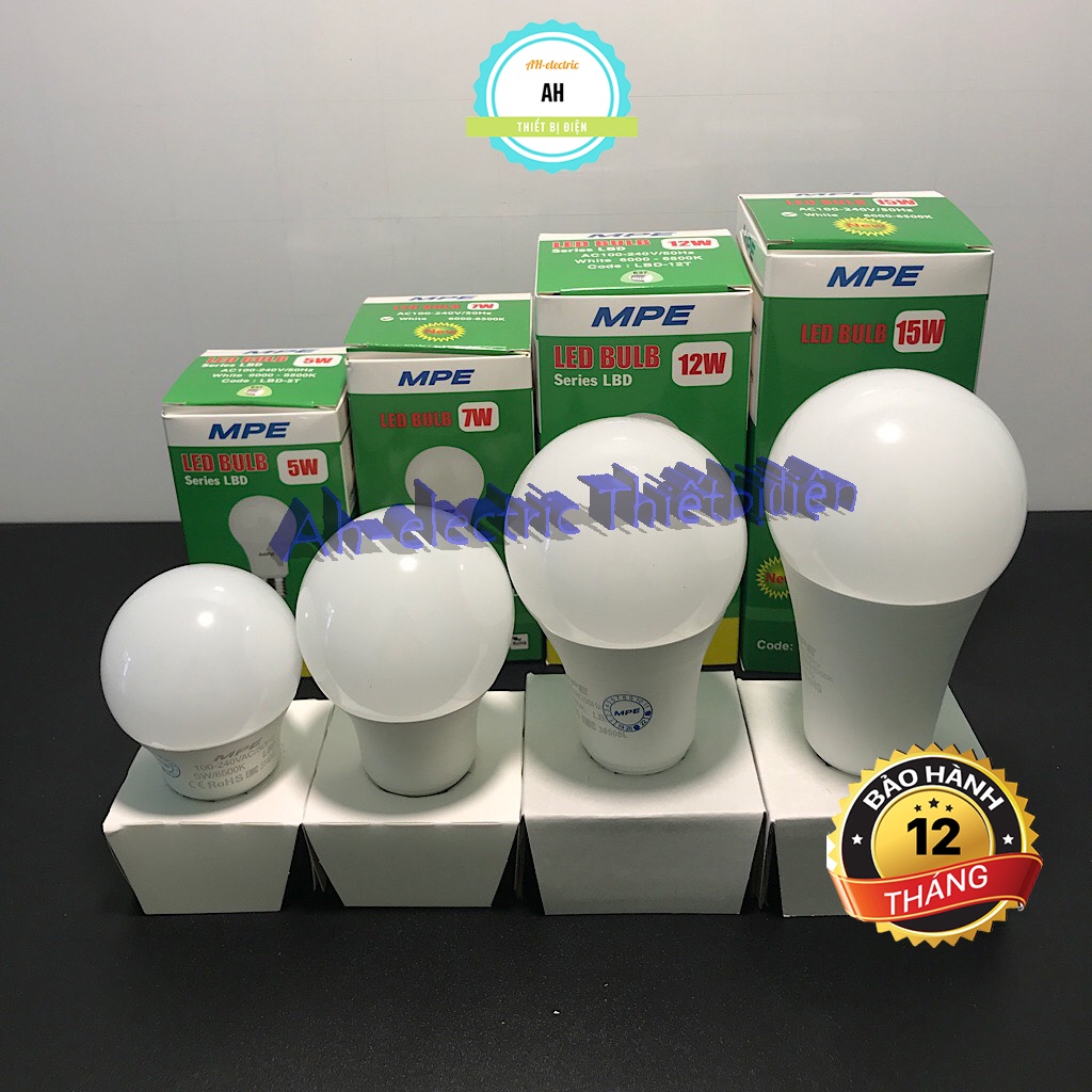 Đèn led bulb , led bulb mpe, bóng led Mpe 5w 7w 12w 15w chính hãng bảo hành 12 tháng