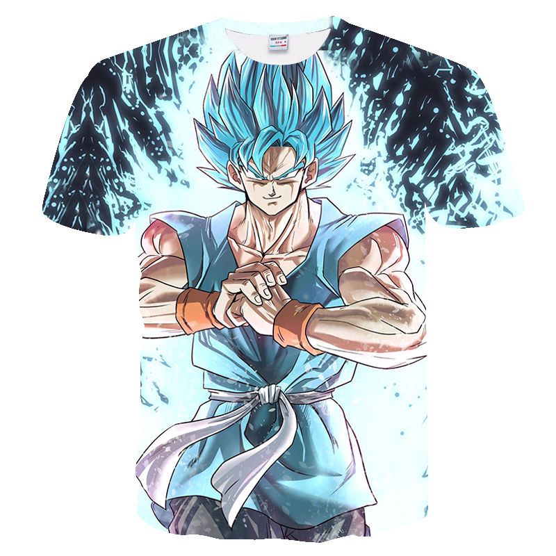 Áo Thun Tay Ngắn In Hình Dragon Ball Z Vegeta Goku Super Saiyan 3D