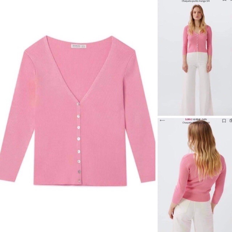 Áo len dài tay màu hồng xinh như ảnh web cho mẹ săn sale Stra TBN sz S, M