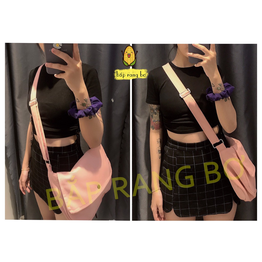 TÚI TOTE ĐEO CHÉO UNISEX NAM NỮ - VẢI DỆT CANVAS [ CÓ TÚI CON] MÀU BE - ĐEN - PHONG CÁCH UL | BigBuy360 - bigbuy360.vn