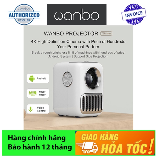 Máy chiếu mini Wanbo T2R Max Android TV 9.0 250 Ansi Lumens Ram 2GB Bộ nhớ trong 16GB - Bản quốc tế - Bảo hành 12 tháng