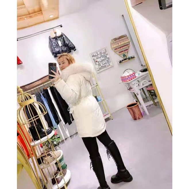 Áo Phao Mủ Lông dáng Ngắn Có Đai Eo - Thời Trang Quảng châu