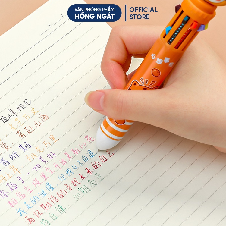 Bút bi cute hình con hổ, bút bi nhiều màu dễ thương 10 màu nhiều ngòi đồ dùng học tập văn phòng phẩm B40