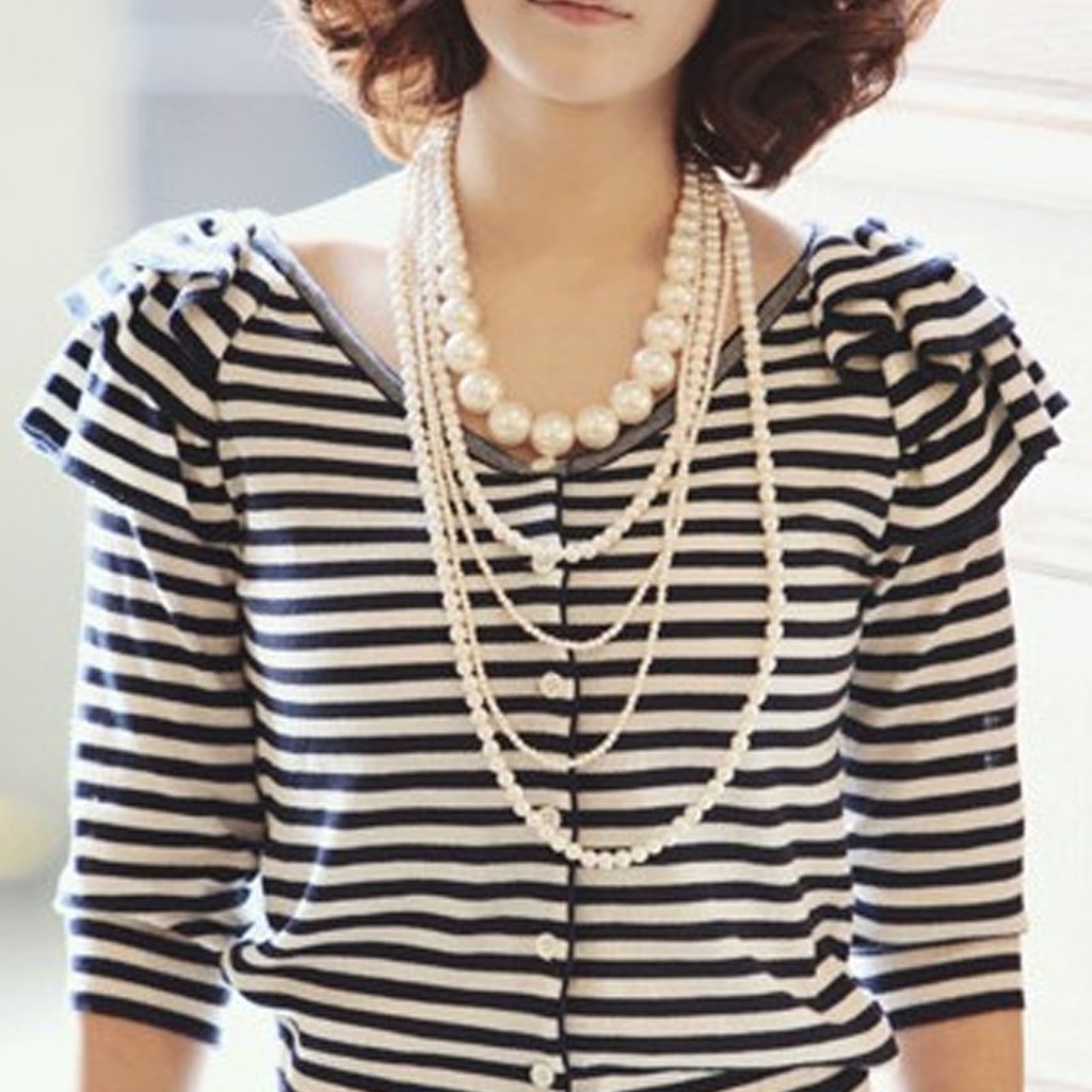 Dây chuyền dáng dài kiểu chuỗi hạt trang trí áo sweater đơn giản thời trang cho đám cưới