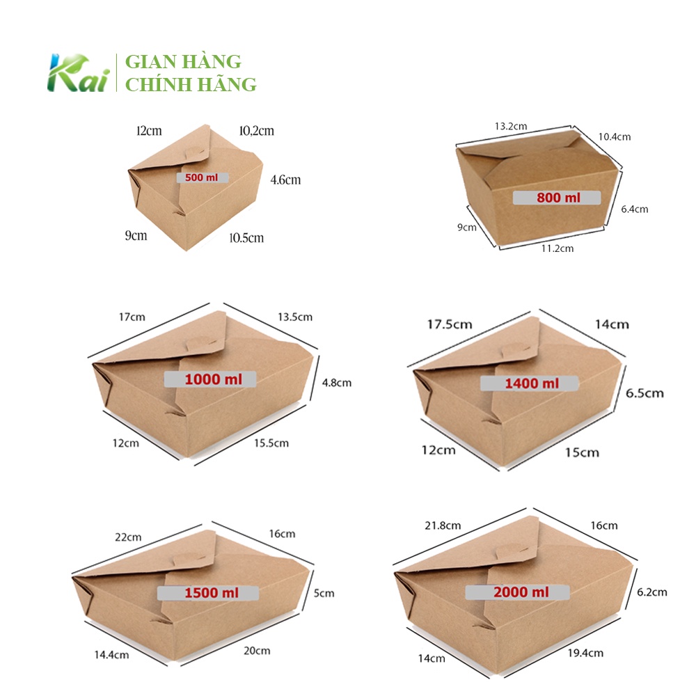 25-50 HỘP GIẤY KRAFT đựng thực phẩm, thức ăn mang đi, loại NẮP GÀI, ĐA DẠNG size, AN TOÀN, VỆ SINH, tiện dụng, có GIÁ SỈ