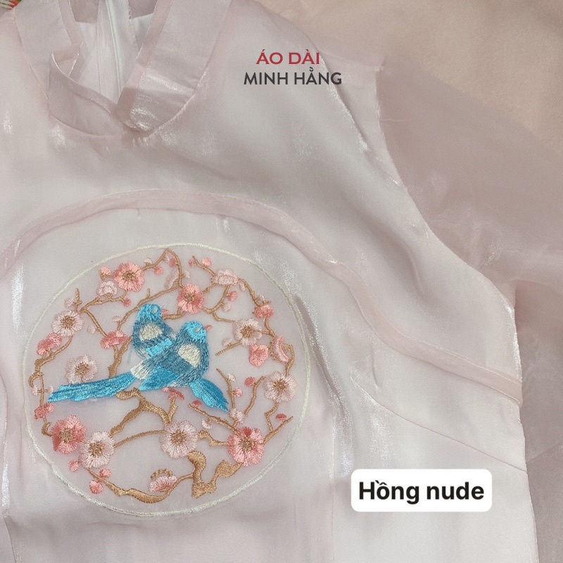 Set áo dài cách tân nữ 2022 thêu tay nhẹ nhàng_Áo Dài Minh Hằng