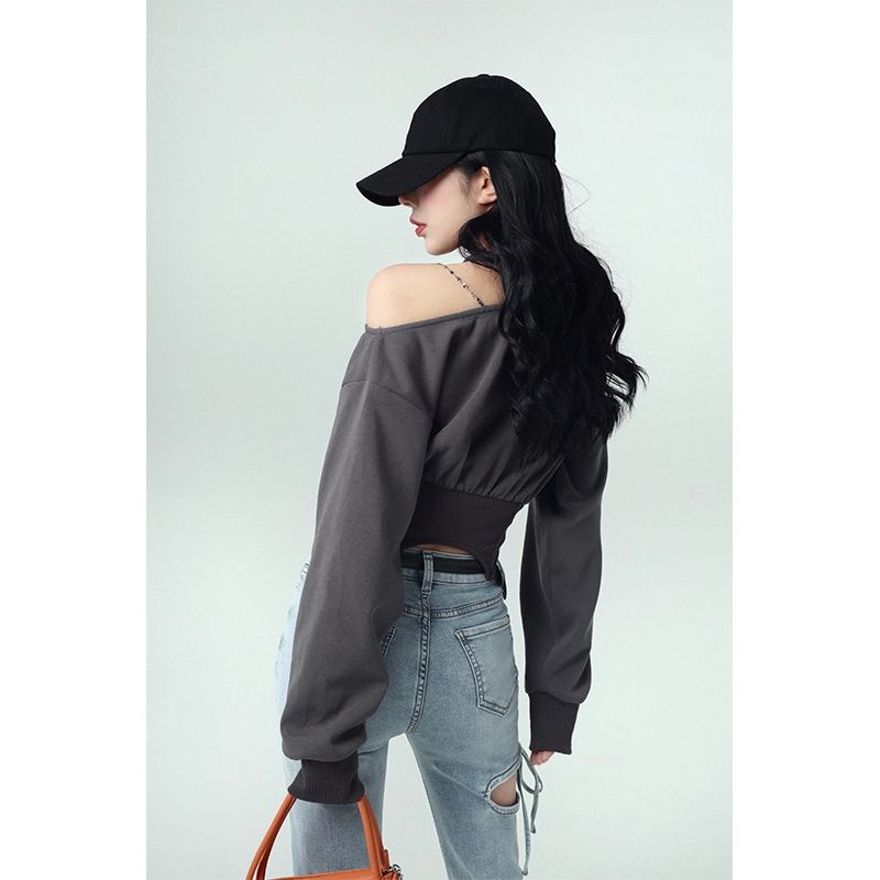 Áo Nữ Tay Dài Hở Vai Phong Cách Hàn Quốc Cá Tính