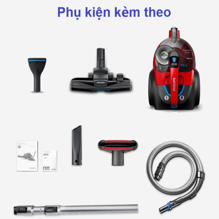Máy hút bụi Philips công suất 2000W, làm sạch nhanh, tiết kiệm thời gian, bảo hành 2 năm chính hãng - FC9728