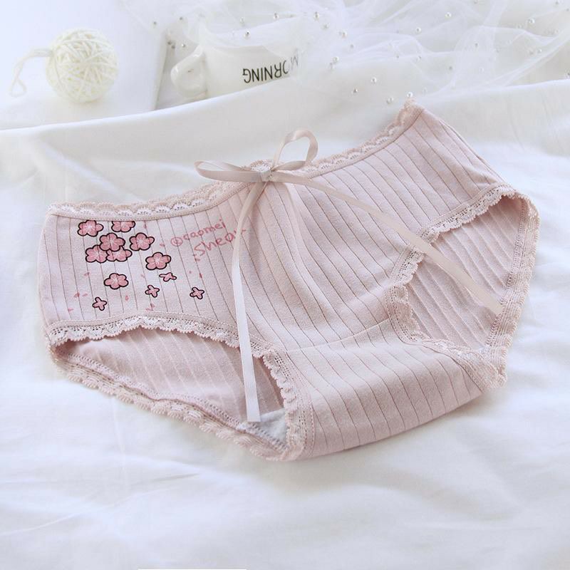 Quần Lót Cotton Co Dãn 4 Chiều Phối Họa Tiết Hoa Anh Đào Rễ Thương (d)