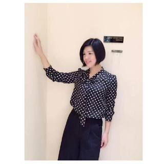 Áo sơ mi chấn bi buộc nơ
