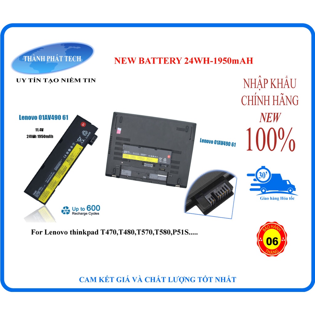 PIN LENOVO THINKPAD T470,T480,P51S....3 CELL 24WH-TYPE 01AV490