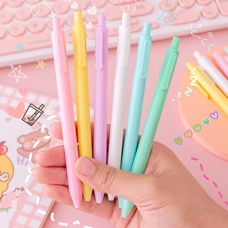 Bút bi gel mực đen ngòi 0.5mm màu pastel