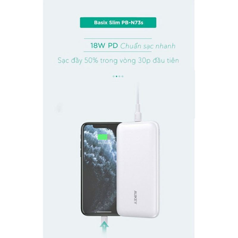 Sạc pin dự phòng Belkin Aukey PB N73S 10000 mAh cho Iphone 6 7 8 X 11 12 Pro Max Tuấn Hà Store