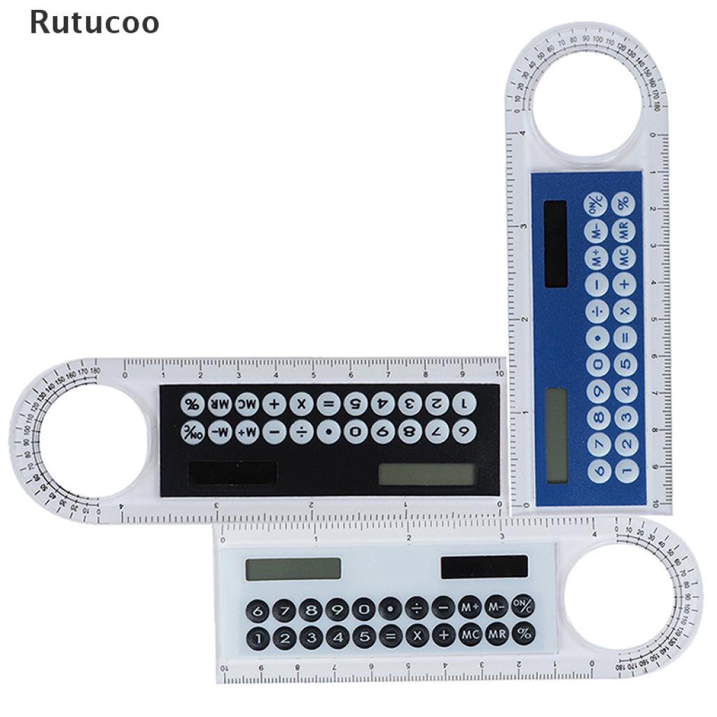 Rutucoo Creative10cm Solar Mini Calculator Magnifier Multifunction Ruler Office Supplies VN