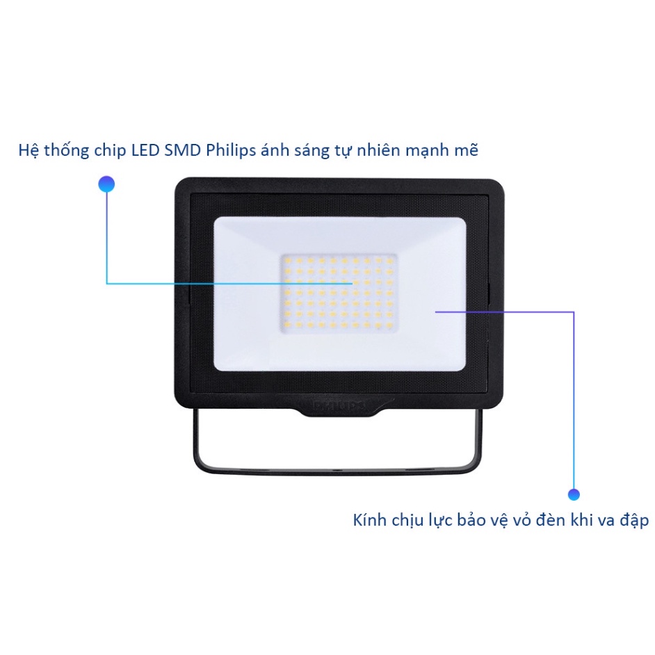 Đèn Pha PHILIP LED BVP150 Ánh Sáng Mạnh IP 65  Kết Cấu Chịu Lực Cứng Cáp Hàng Chính Hãng Bảo Hành 24 Tháng