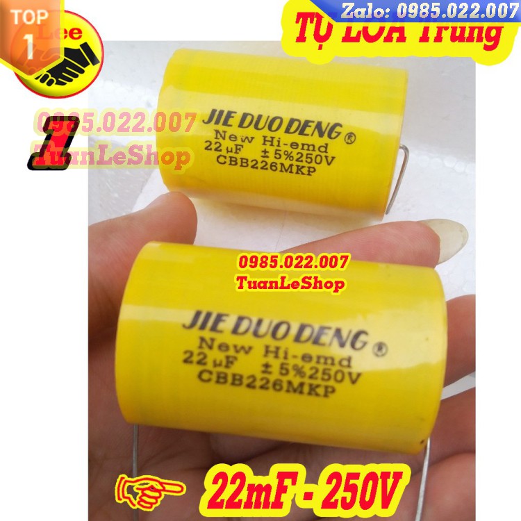 Loa  TỤ 22MF -TỤ PHÂN TẦN 22MF 250V VÀNG TRÒN - GIÁ 01 CÁI - TỤ LOA MID