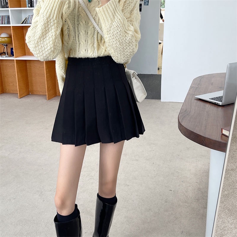 Chân Váy Lưng Cao Xếp Ly Màu Sắc Thanh Lịch Phong Cách Hàn Quốc Cho Nữ