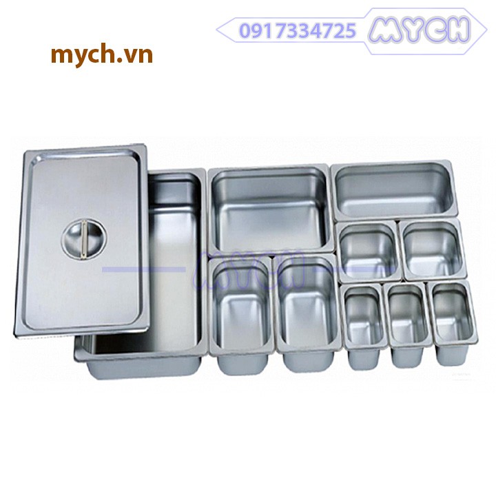 Khay buffet inox 304 sâu 6.5 và 10cm đựng thức ăn có nắp