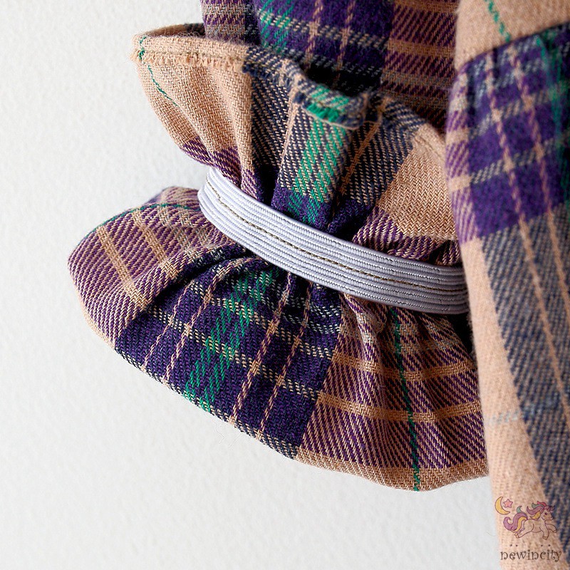 Đầm Tay Dài Họa Tiết Kẻ Sọc Caro Phong Cách Hàn Quốc