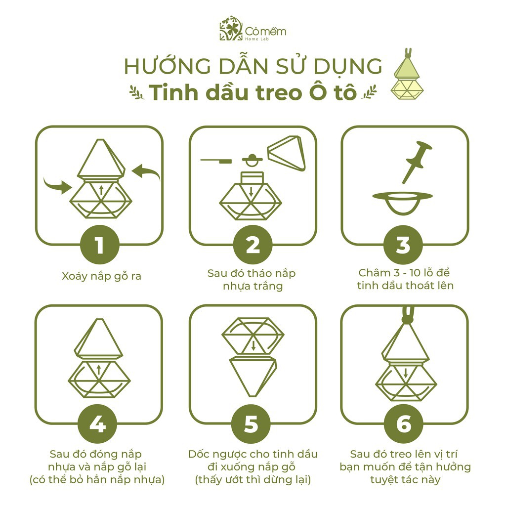 HÀNG CAO CẤP -  Tinh Dầu Treo Xe Ô Tô Phòng Ngủ Treo Tủ Quần Áo Nhà Vệ Sinh Thiên Nhiên Nguyên Chất Tự Tỏa Hương Cỏ Mềm 