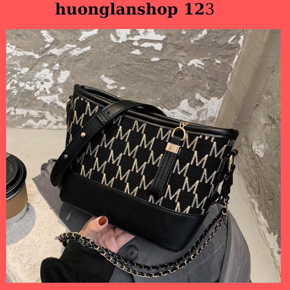 (GIẢM 10% ) TÚI xách nữ đeo chéo kẹp nách sang chảnh hobo ngọc trinh M chất dạ kẻ chữ siêu đẹp