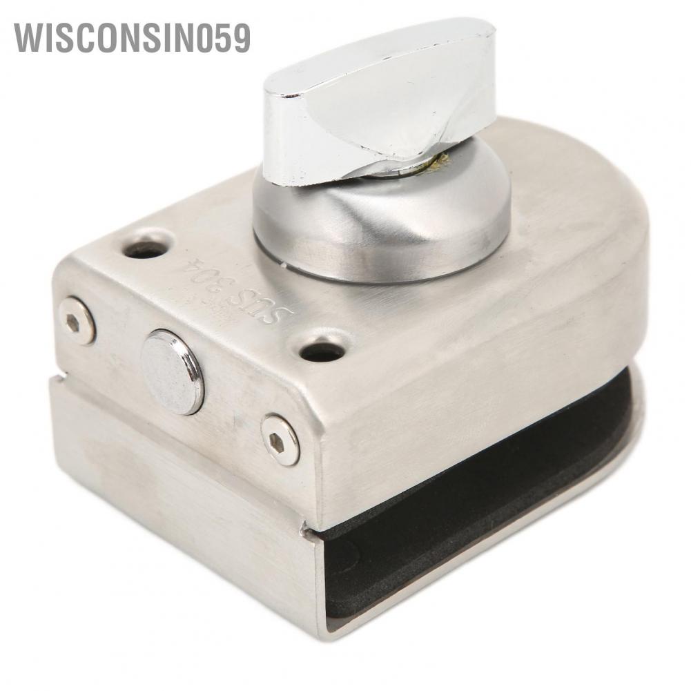 Wisconsin059 10‑12mm Frameless Single Glass Door Lock Stainless Steel Push Sliding for Shopping Mall Apartment