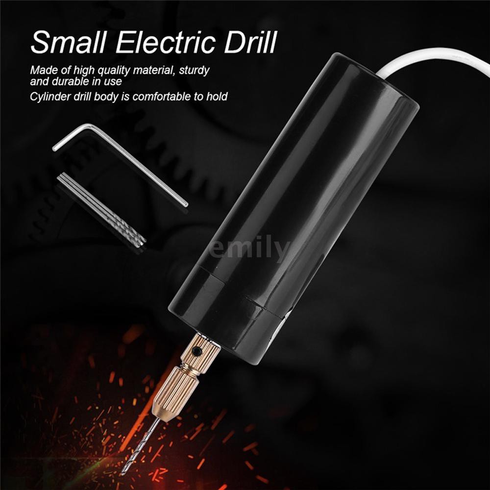 Máy khoan cầm tay mini chạy điện đầu Micro USB có 3 đầu thay thế