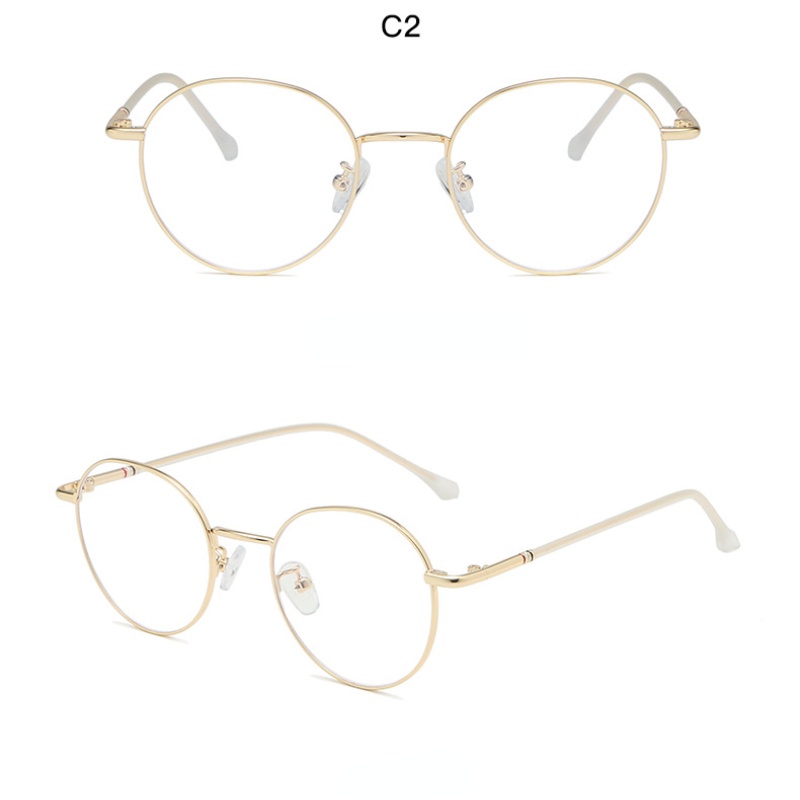 (JIUERBA) Mắt Kính Gọng Tròn Thời Trang Cổ Điển Gọng Kim Loại Ánh Sáng Xanh Lam