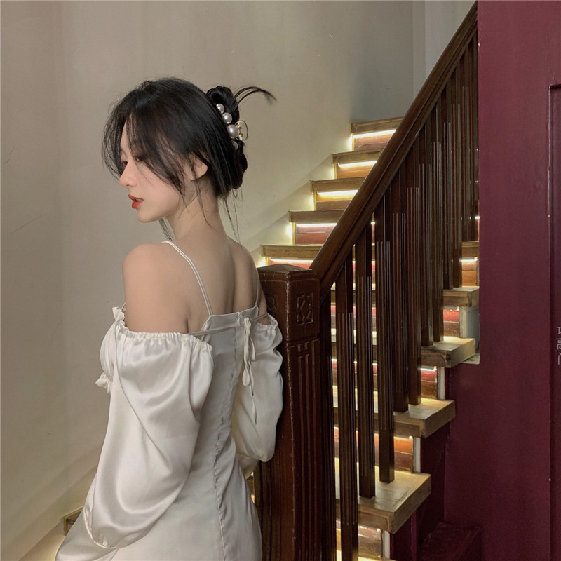 Đầm nữ trễ vai retro sang trọng