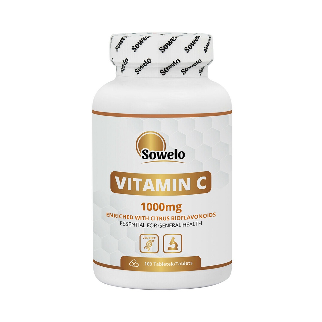 VITAMIN C 1000mg (100 viên) SOWELO NUTRITION-THỰC PHẨM BỔ SUNG CHỐNG LÃO HÓA VÀ TĂNG CƯỜNG ĐỀ KHÁNG