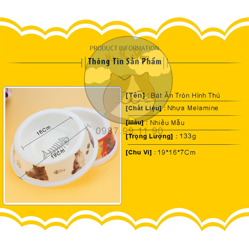 Bát Ăn Fits Hình Tròn Hoạt Hình Ngộ Nghĩnh Cho Thú Cưng Bát Ăn Chất Liệu Melamine Cao Cấp Bền Đẹp Dành Cho Chó Mèo