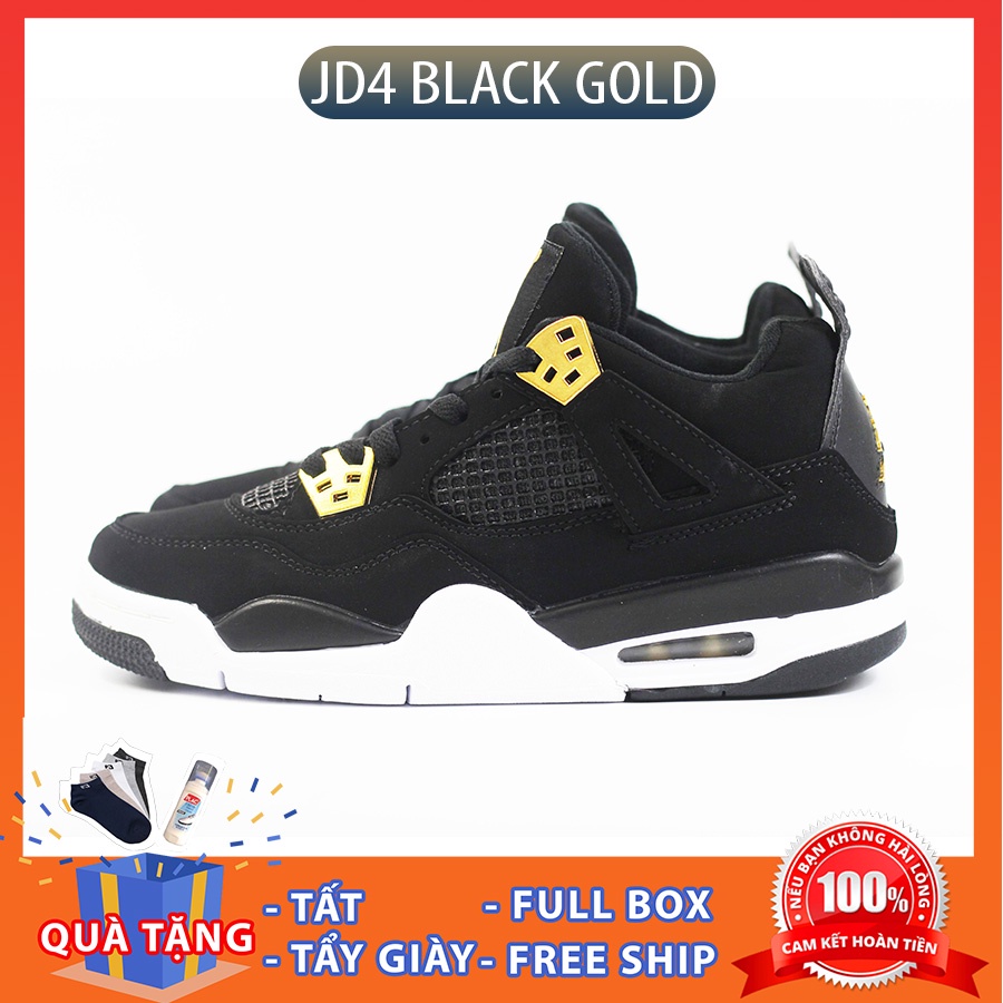 Giày thể thao cổ cao Jordan 4 nam nữ màu đen trắng royalty, Giày bóng rổ đẹp giá rẻ, Sneaker cao cổ retro black