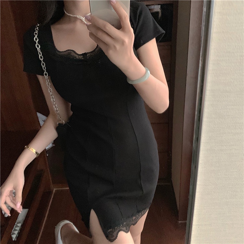Đầm Ngắn Dáng Ôm Phối Ren Gợi Cảm Thời Trang Mùa Hè Hàng Mới Dành Cho Bạn Nữ