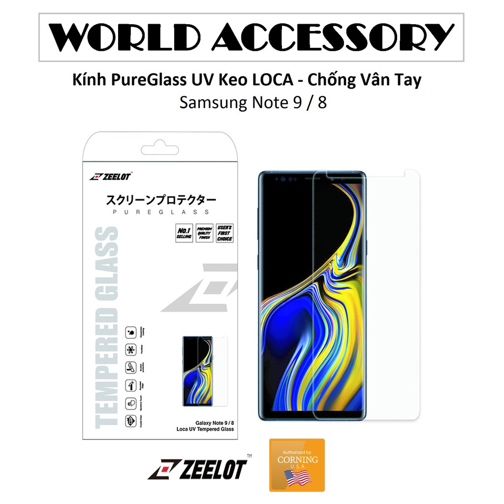 Zeelot - Kính Chống Vân Tay Samsung Galaxy Note 9 / 8 Công Nghệ Keo LOCA Anti-Glare Full Screen