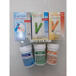 Que thử đường huyết/ Axit Uric/ Cholesterol của máy Easy Touch