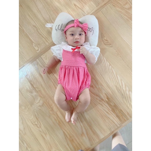 Body Bé Gái Chấm Bi Hồng Cộc Tay Kèm Turban FREESHIP, Body   Bodysuit Cho Bé Gái Liền Thân