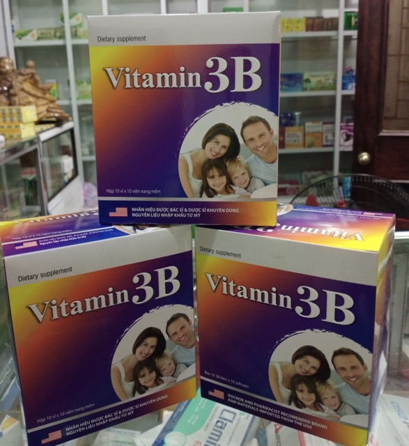 Vitamin 3B Giúp bổ sung và dự phòng thiếu hụt vitamin B1, B6, B12 cho cơ thể hộp 100 viên