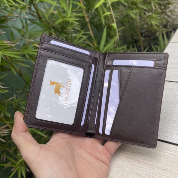 Ví nam da thật cao cấp nhập khẩu thời trang công sở phối sọc có dây kéo .có hộp FullBox BH-12 tháng