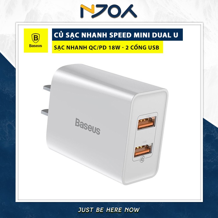 [Bh 6 Tháng] Củ Sạc Nhanh Iphone Baseus Qc/Pd 18W Speed Mini Dual U Charger 2 Cổng Sạc Nhanh Iphone Samsung Xiaom