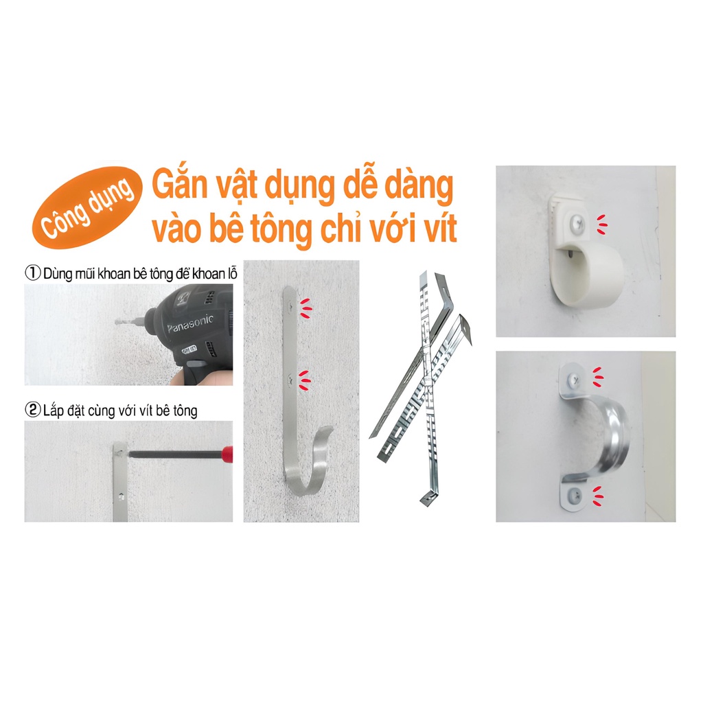 Ốc vít bắt tường không cần tắc kê, bê tông đầu bằng Unika mã F